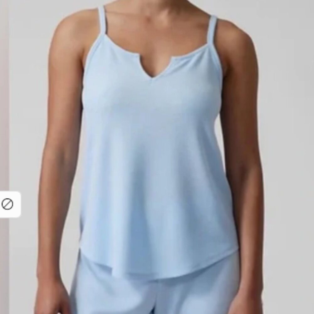 Athleta Well Rested Rib Sleep Tank Light Blue TENCEL Modal Pajama Top NWT XS & S